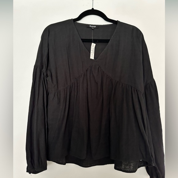 NWT Madewell Monterey Top in True Black, L - Picture 6 of 14